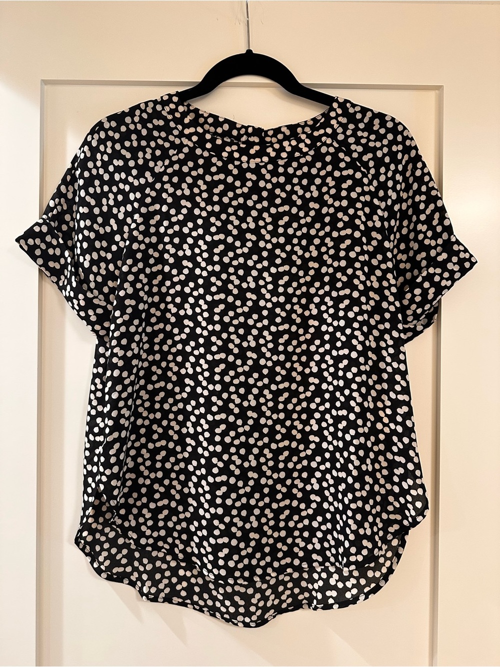 Banana Republic Black Top with White Dot Print